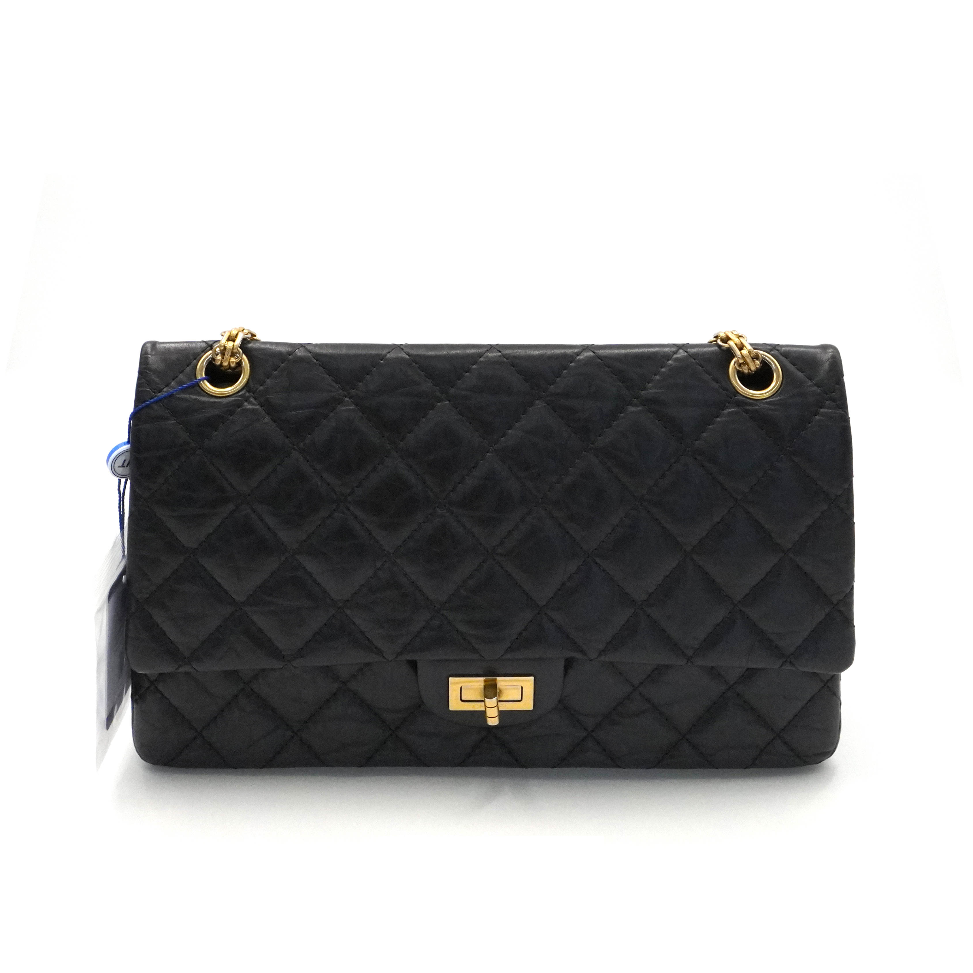 99新 Chanel/香奈儿 C6【国现 专柜89700】黑金单肩包 2.55中号