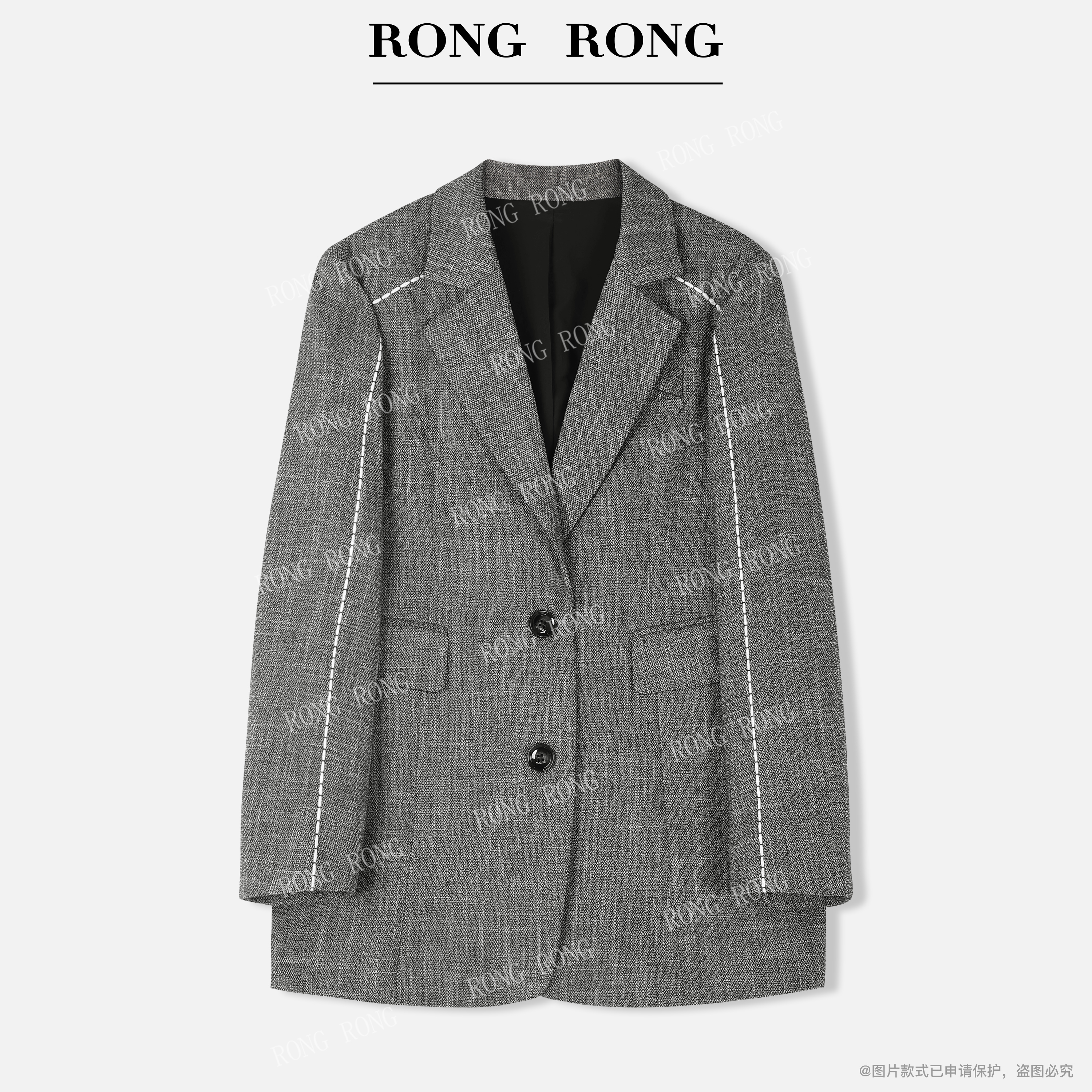 溶溶【初光剪影】RONGRONG 翻驳领竹节工艺商务通勤风西装外套02028