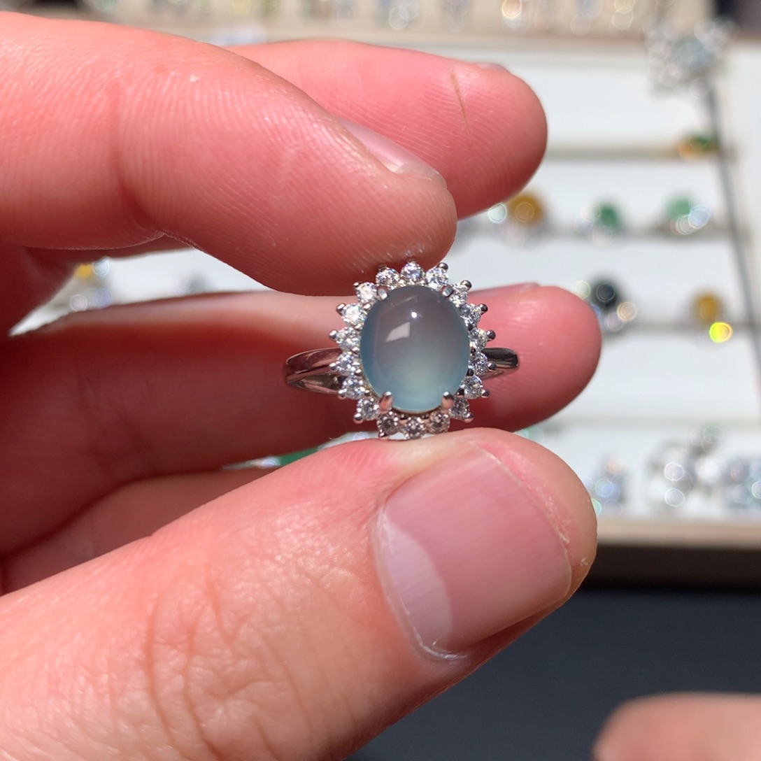 翡翠耳饰银S925镶嵌00016