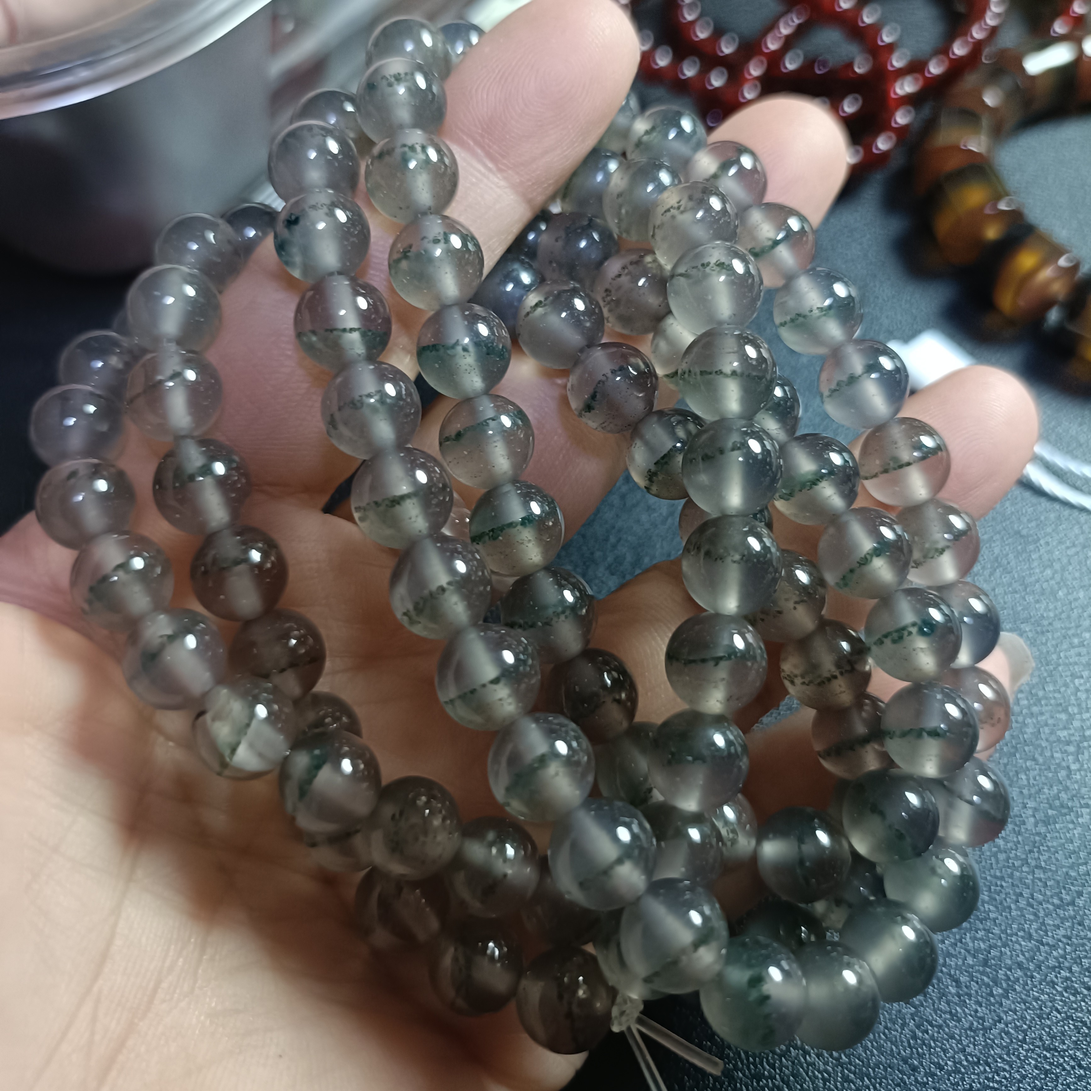 天然玛瑙玉髓108粒，卡0.8