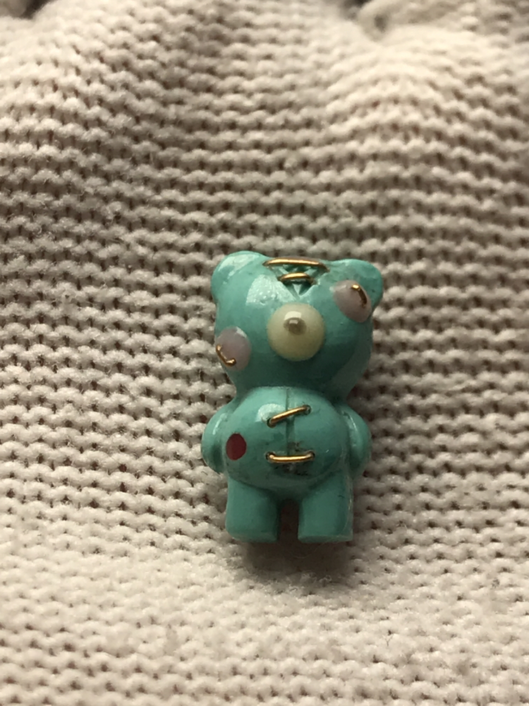 湖北原矿绿松石小熊蜜罐隔珠文玩diy手串配饰挂件尺寸14.6*8.5*8