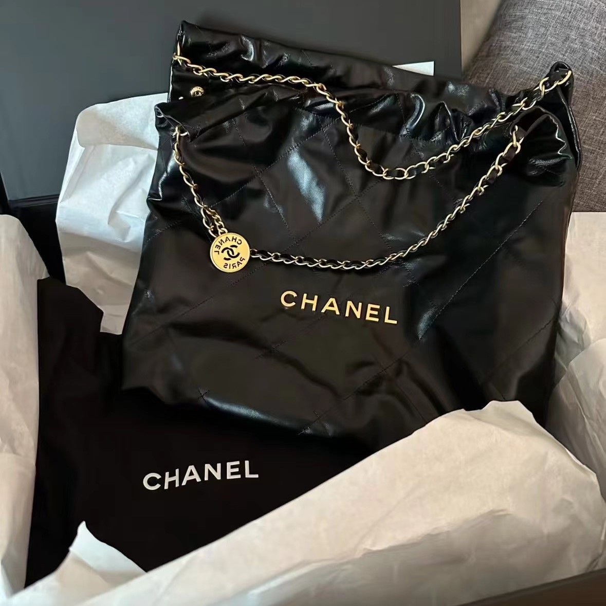 全新未使用 Chanel/香奈儿 LRS/黑金22Bag 单肩包