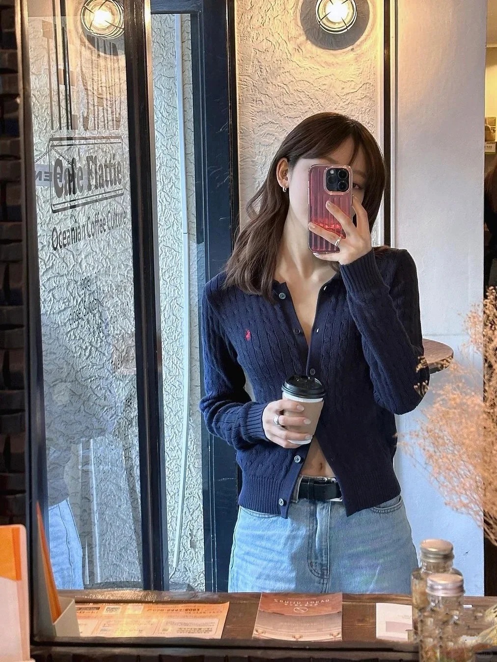 【11个色】小马刺绣翻领麻花针织开衫绞花POLO长袖毛衣外套女