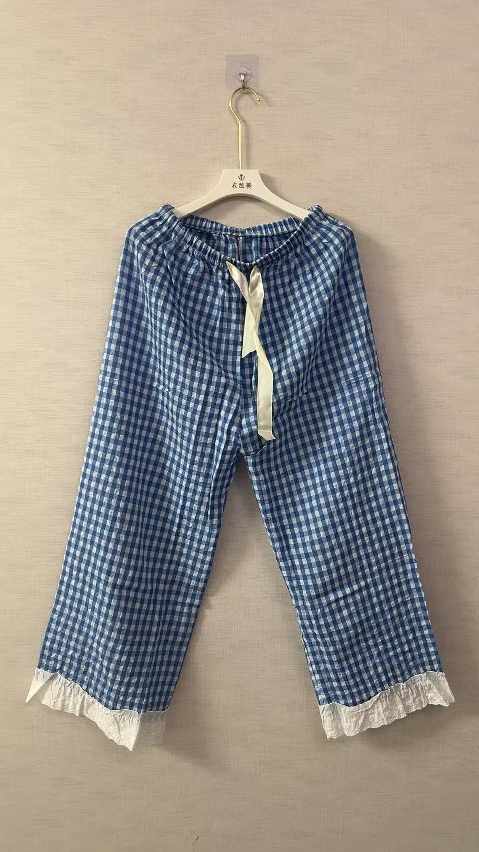 格子家居休闲裤睡裤