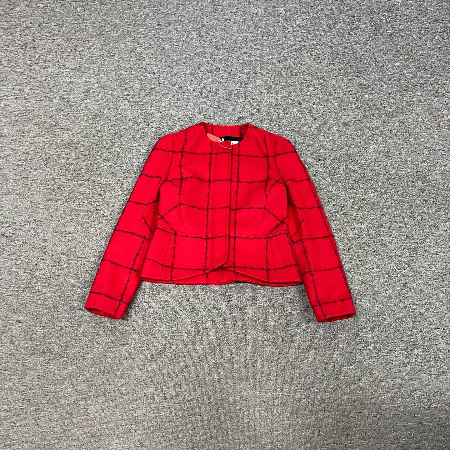 99新 DIOR/迪奥 红色 格纹 羊毛 外套 36码