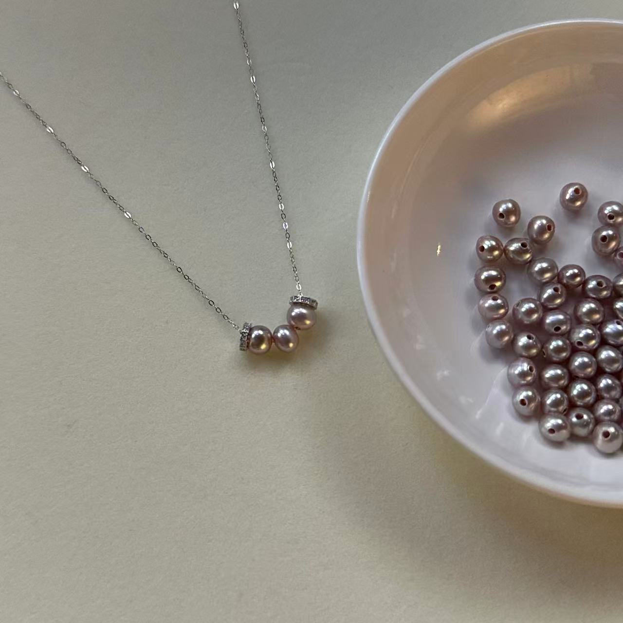 s925银紫色曼塔珍珠项链  多样性发一