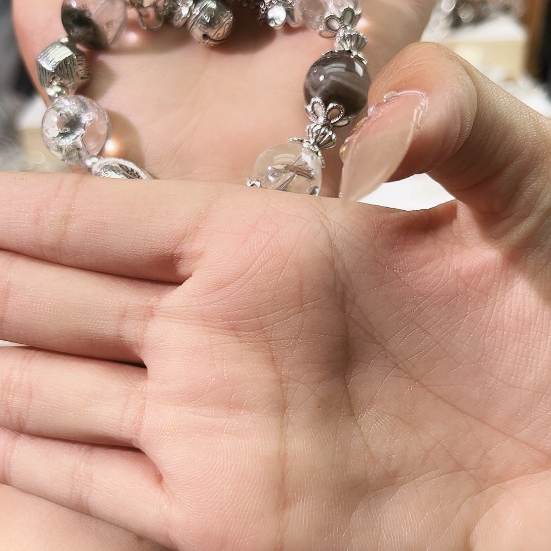 烟晶手链银S925镶嵌h****i手串