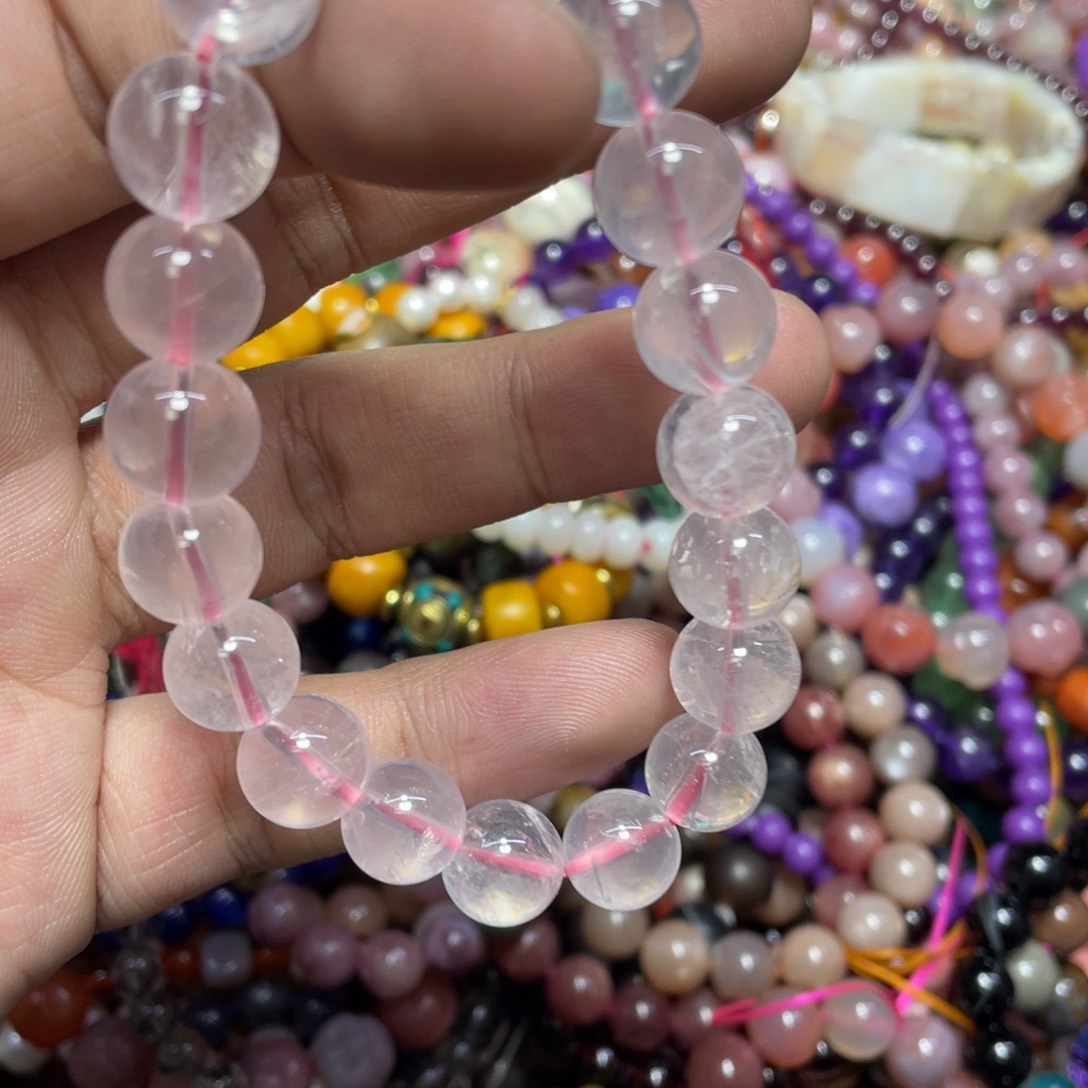 烟晶手链银S800镀金镶嵌