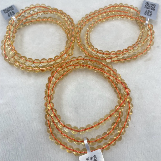 【书记甄选】天然黄水晶三圈手链 多样性发一件 约5mm BB187