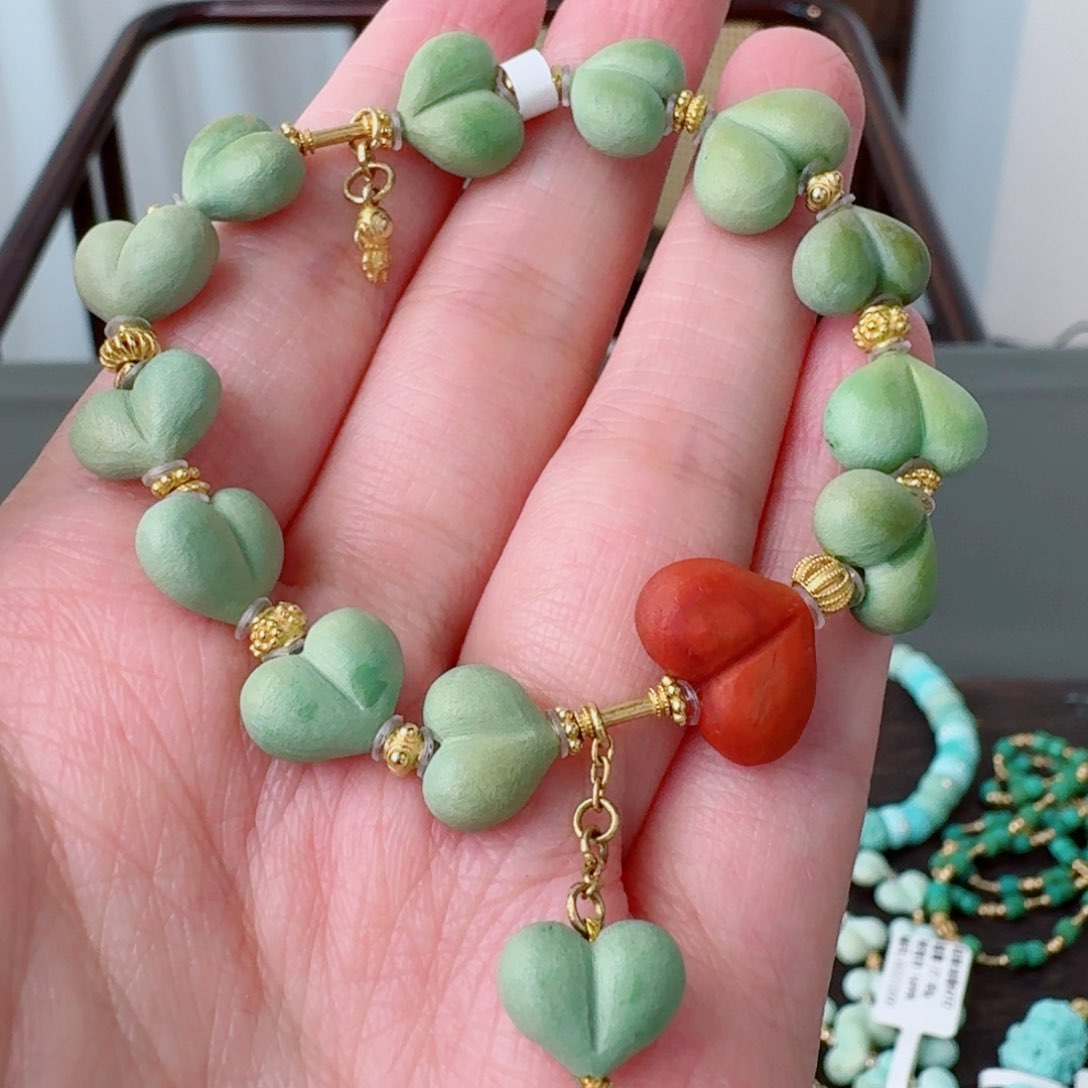 绿松石18K金镶嵌挂件