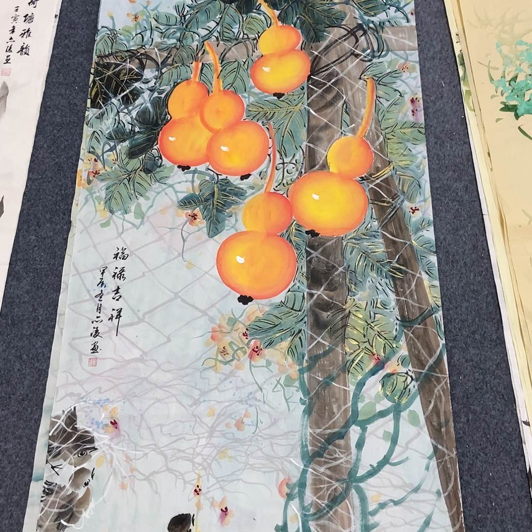 国画四尺葫芦一副