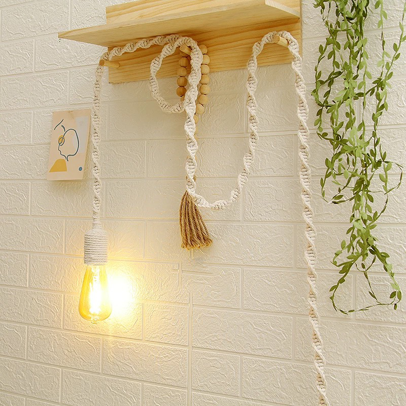 北欧风手工编织绳吊饰小挂灯吊灯床头灯咖啡店酒店民宿装饰灯