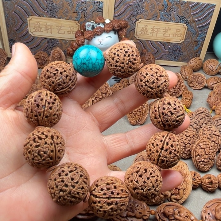 桃核手串桃核雕刻细密工，手串2.4