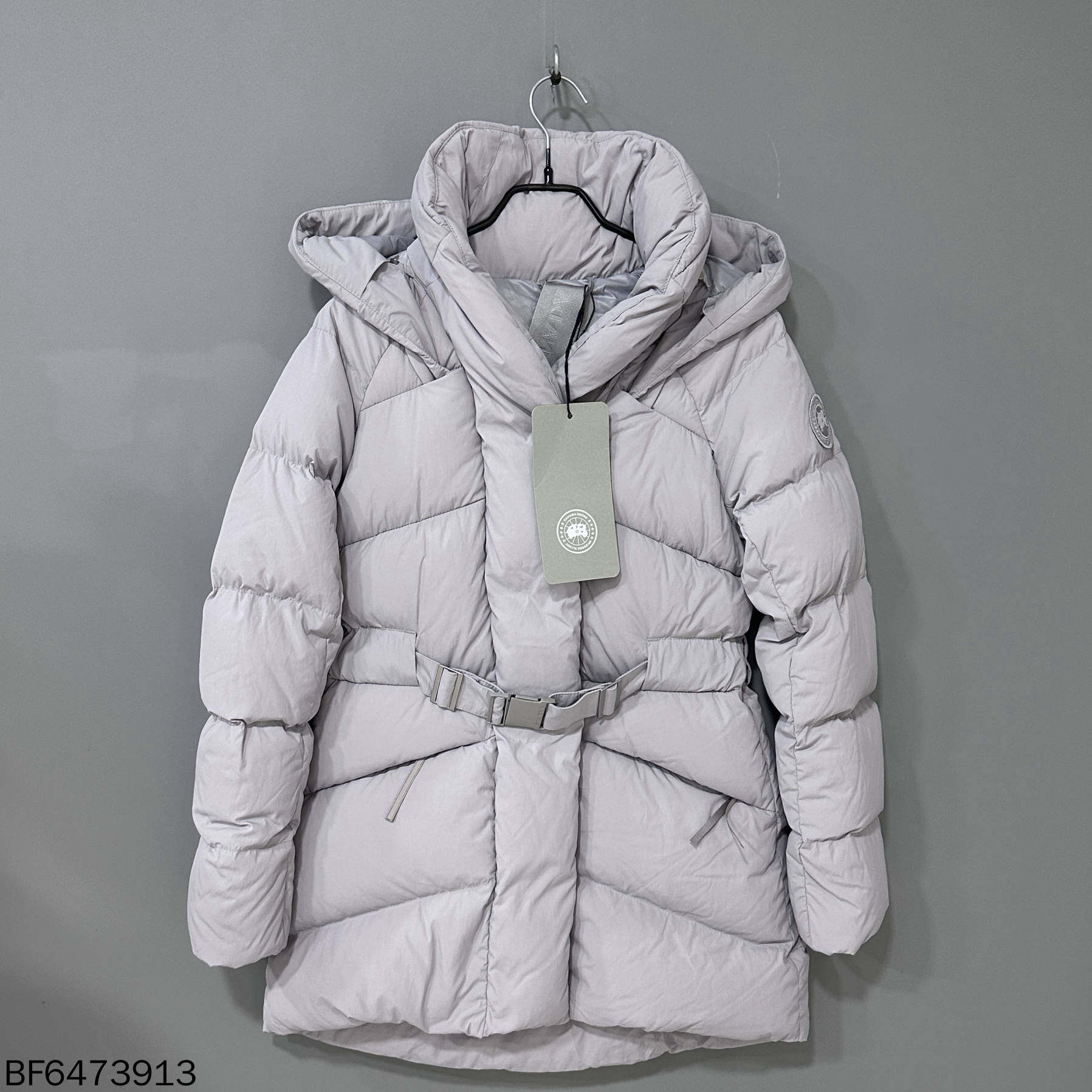 未使用 CANADA GOOSE Marlow灰色腰带羽绒服/s码/73913