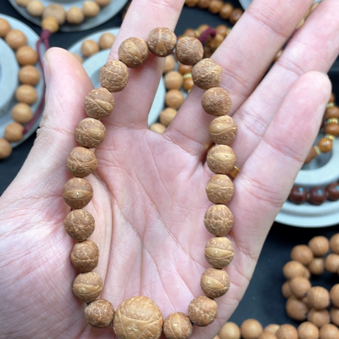 凤眼菩提手串9➕左右尺寸f03凤眼菩提D411同树铁籽