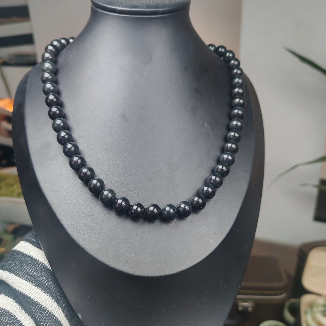 10-岫玉上品精美黑色妈妈链