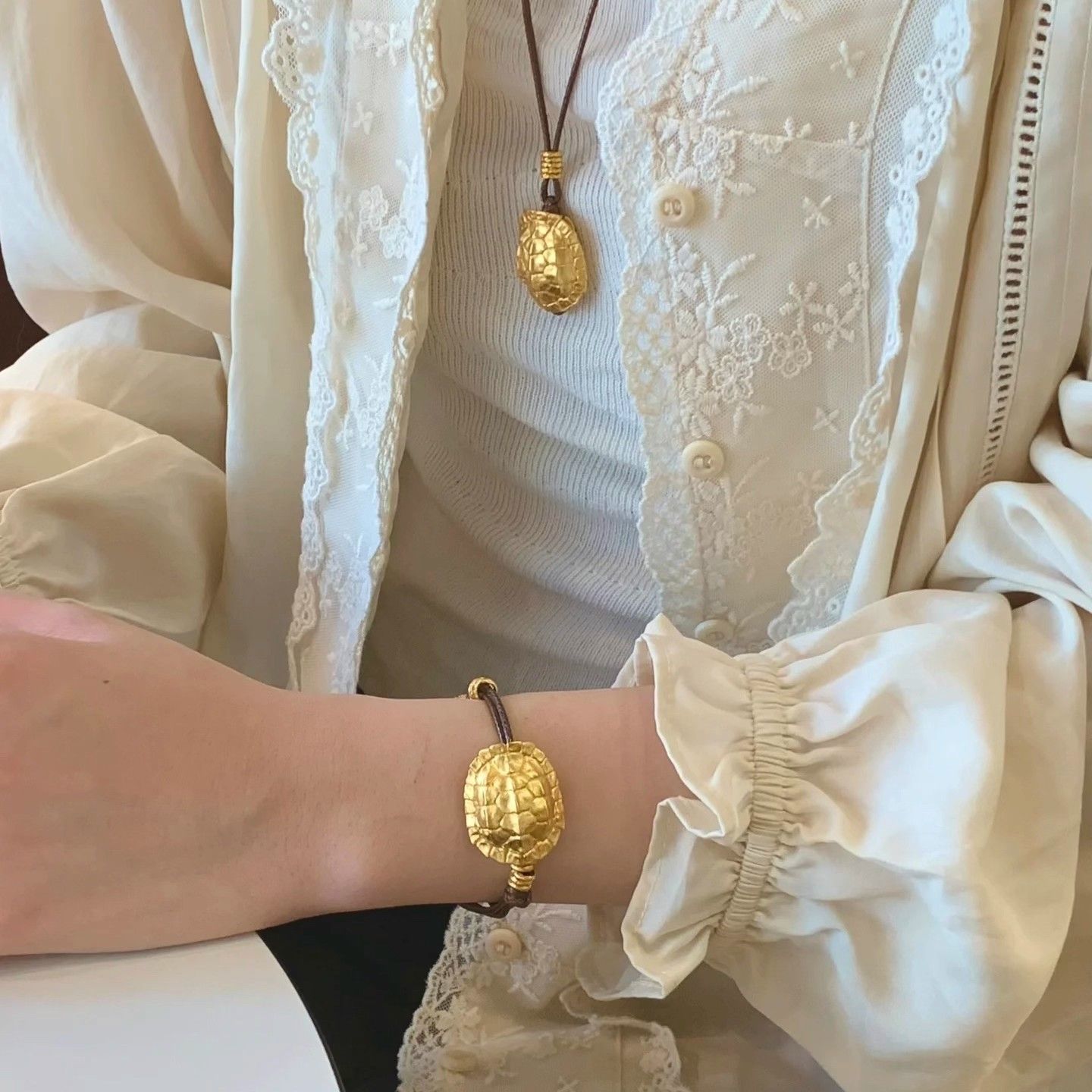 合金手链 富甲一方腰缠万贯盘缠手链古法国风乌龟壳手绳男女