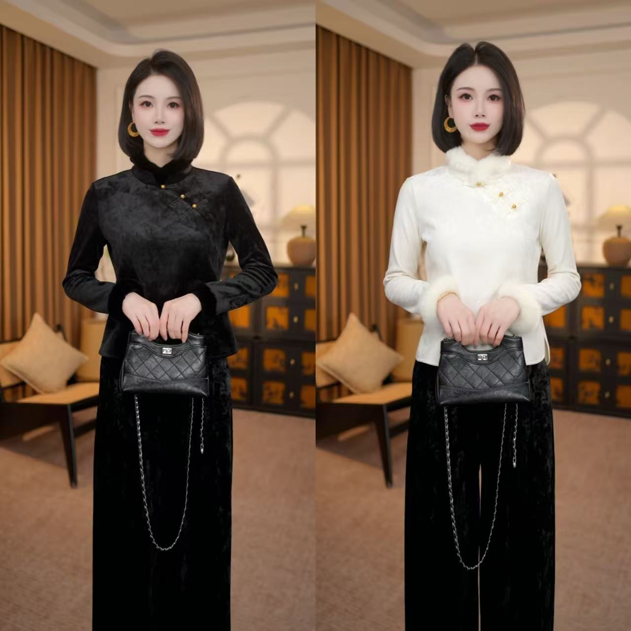 【知安】新中式国风2025冬季新款保暖气质百搭打底衫加厚上衣G9069