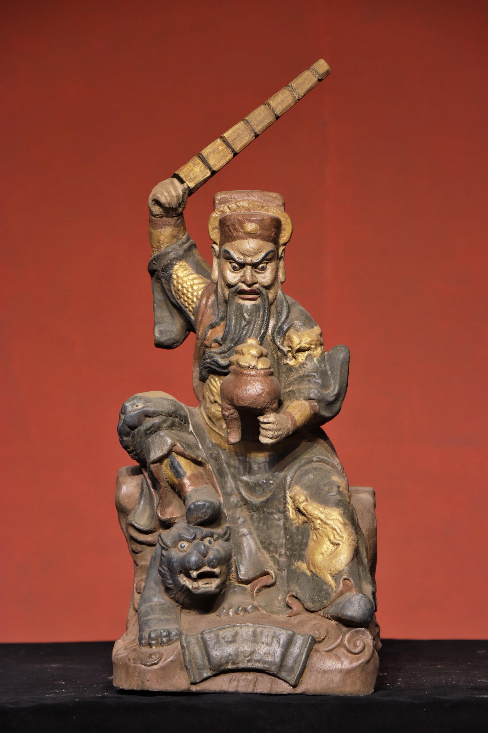 木雕彩绘武财神赵公明 高48厘米（不包邮）