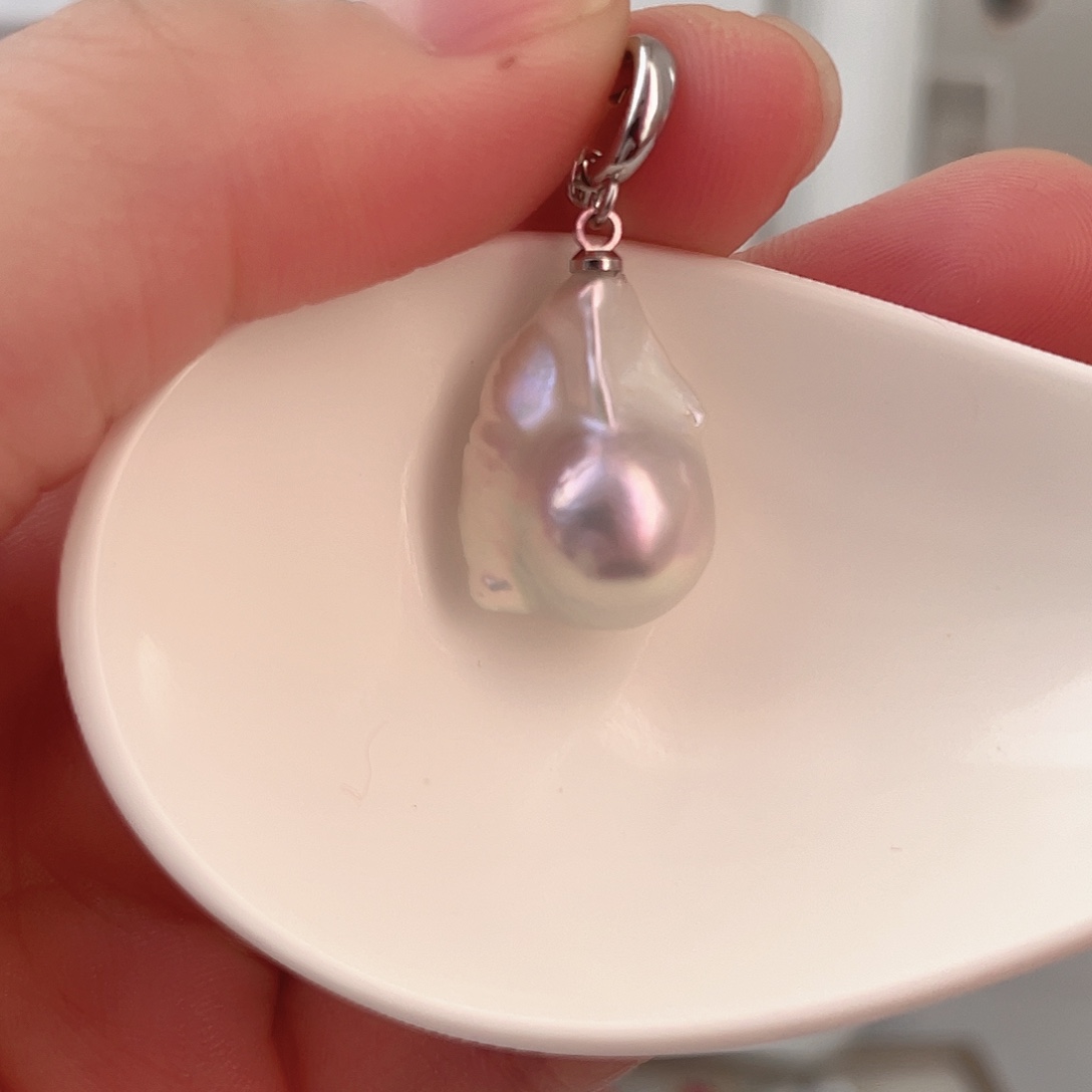 淡水珍珠天然珍珠巴洛克银S925镶嵌