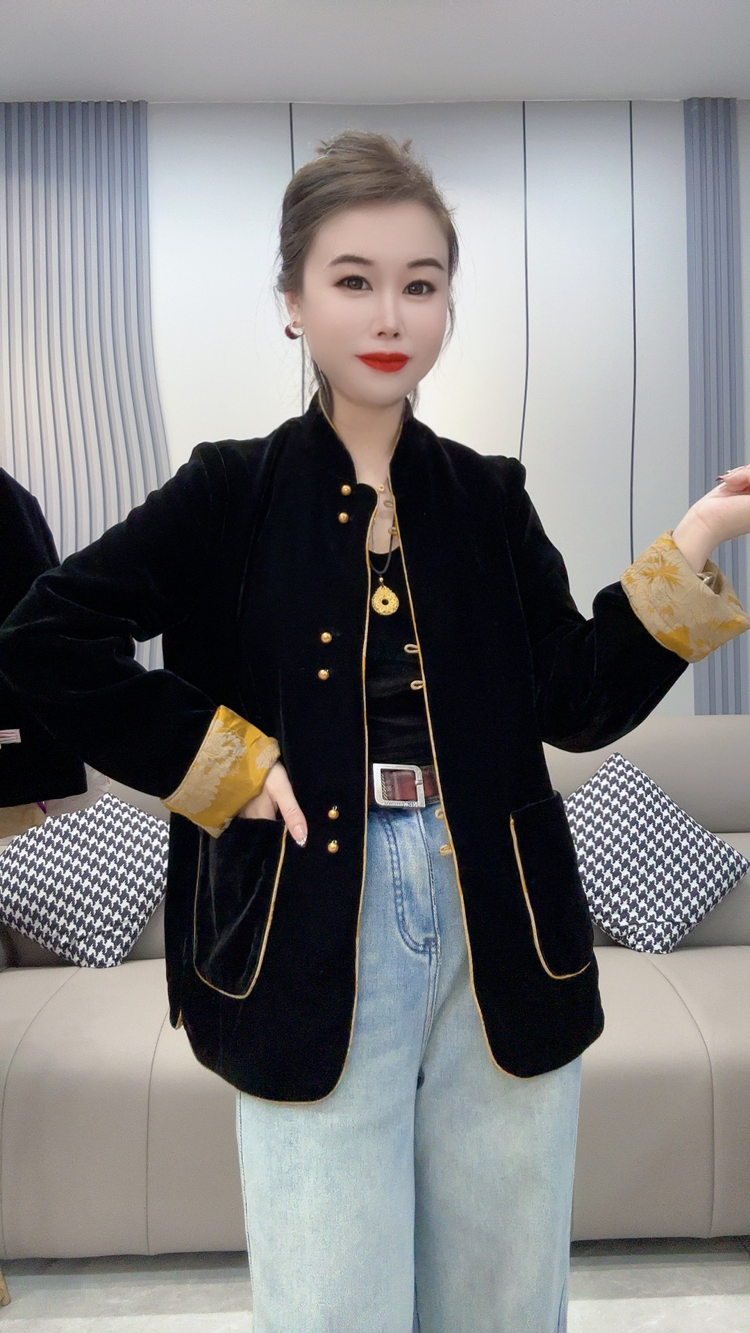 6699早春新款新中式复古国风时尚修身显瘦上衣外套