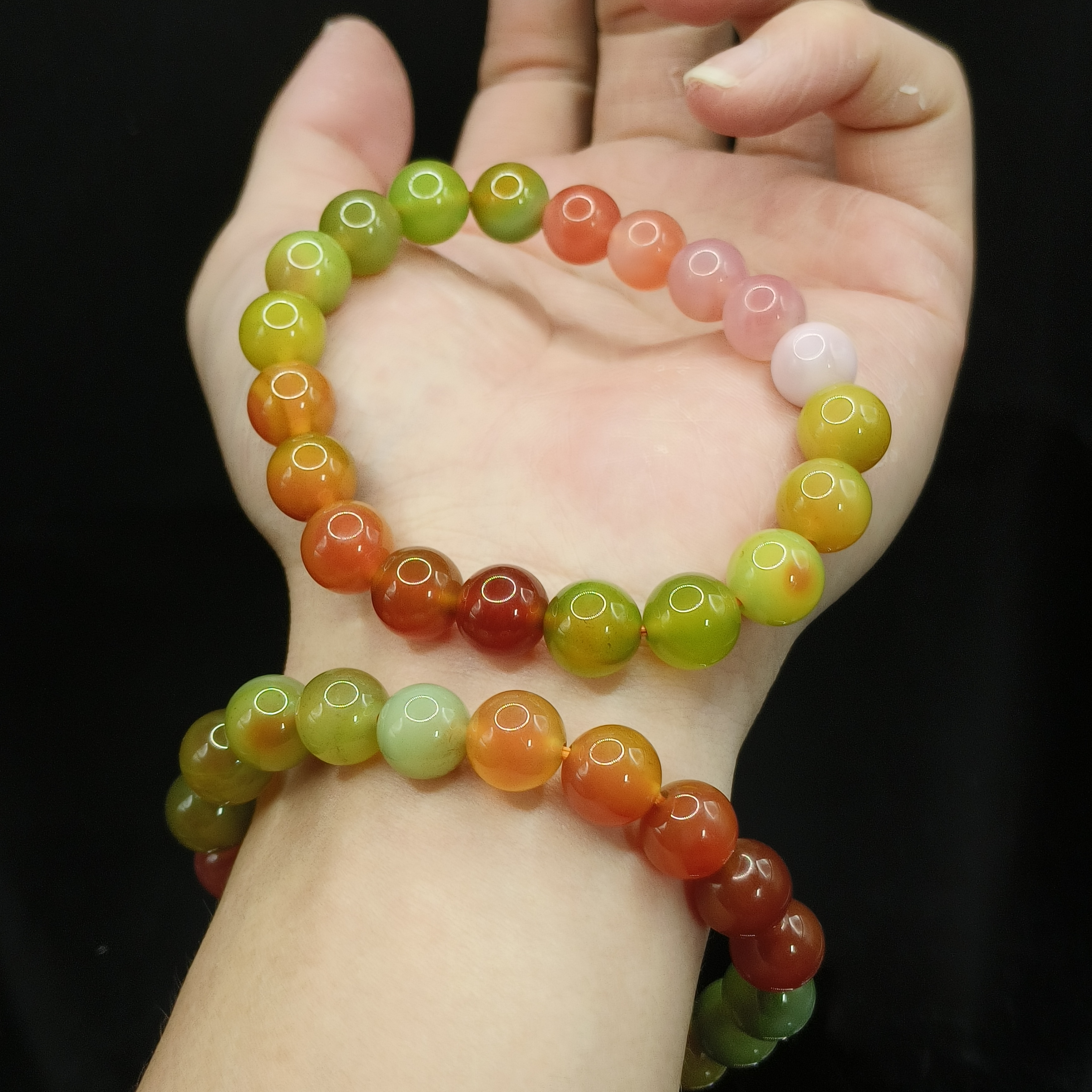 【李想精选】七彩盐源单圈手串X14【多样性发其一】约9mm+