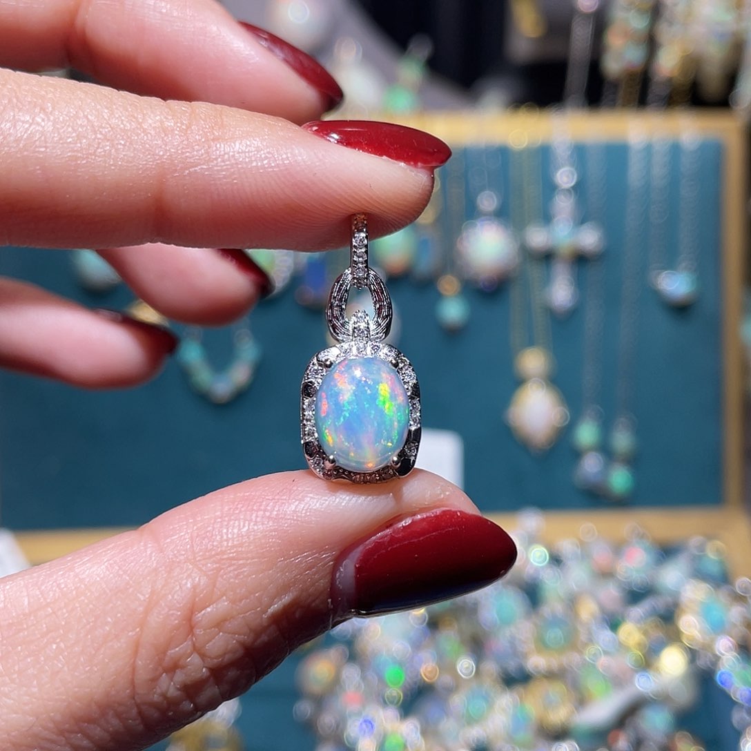 银S925镶嵌欧泊吊坠）安*