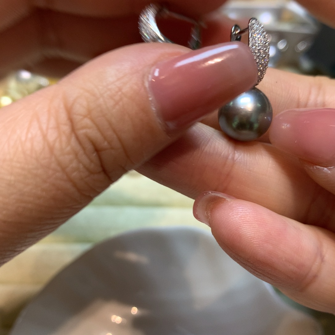 海水珍珠耳饰银S925镶嵌