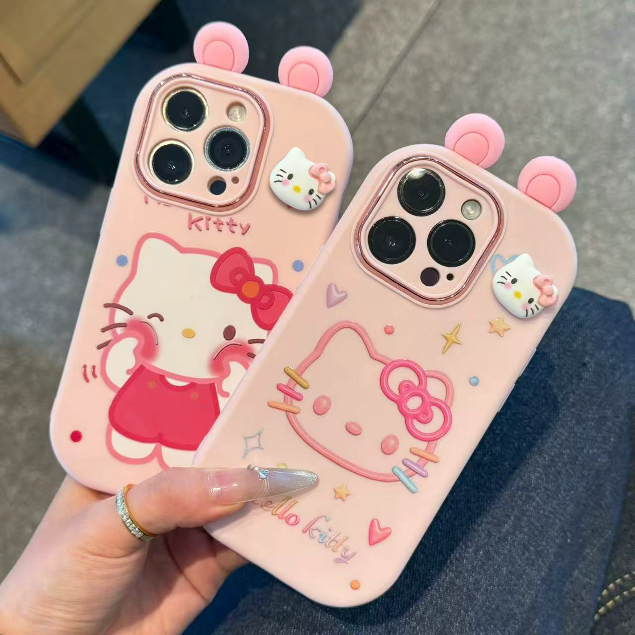 SMBLCE凯蒂耳朵贴件适用苹果17/16精孔胖子手机壳华为vivoppo小米