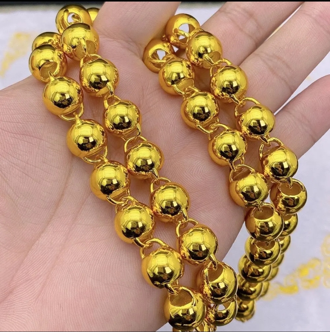 合金项链 {抖音好物}  卡10圆珠光珠空心薄壁 男士项链  霸气