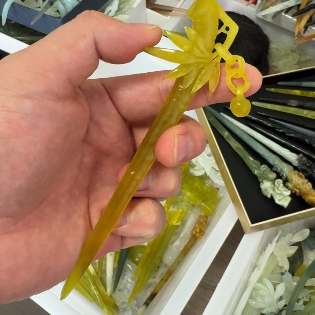 岫玉发饰未镶嵌明君玉簪就是好看