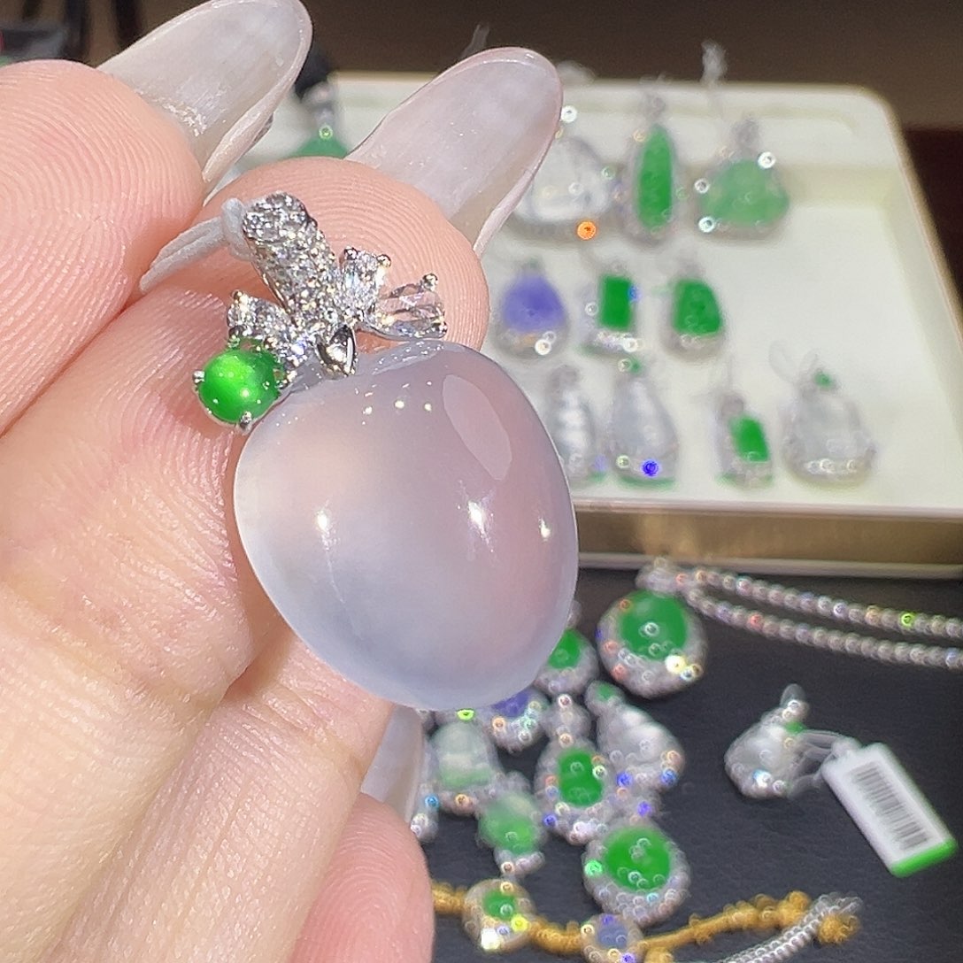 翡翠18K金镶嵌吊坠(不含链)翡翠