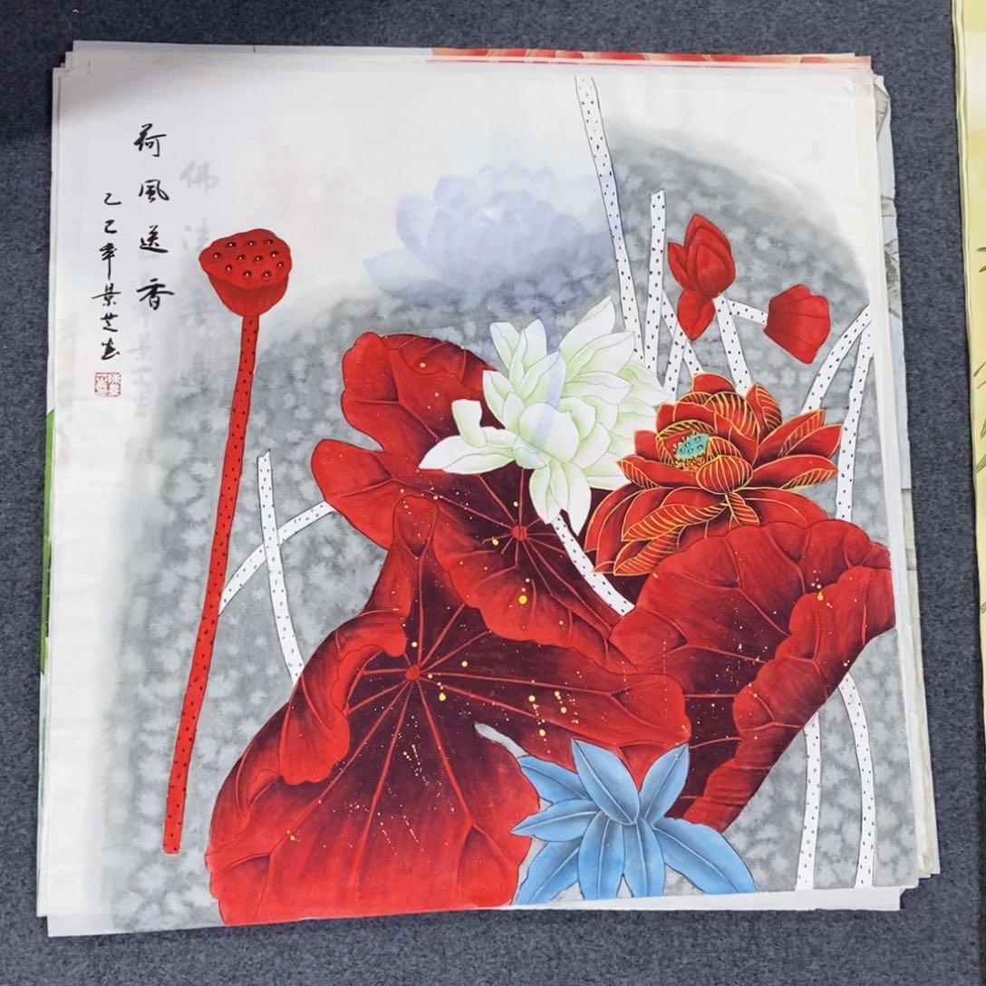 国画尺寸68✖️68工笔斗方手绘画