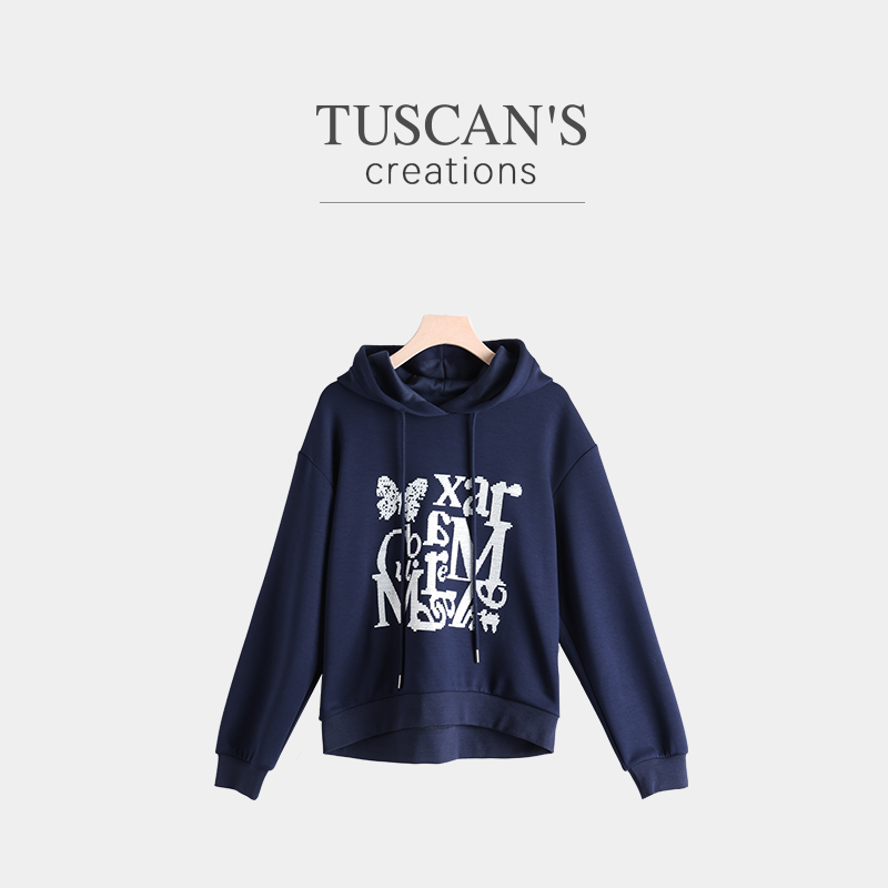 TUSCAN'S CREATIONS秋季连帽字母休闲长袖时尚卫衣