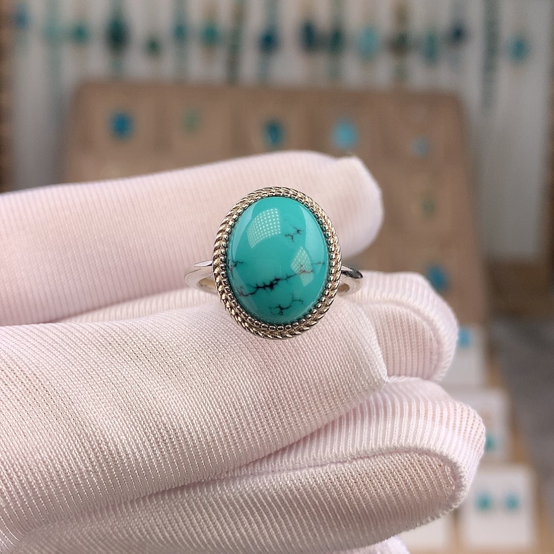 绿松石银S925镶嵌戒指