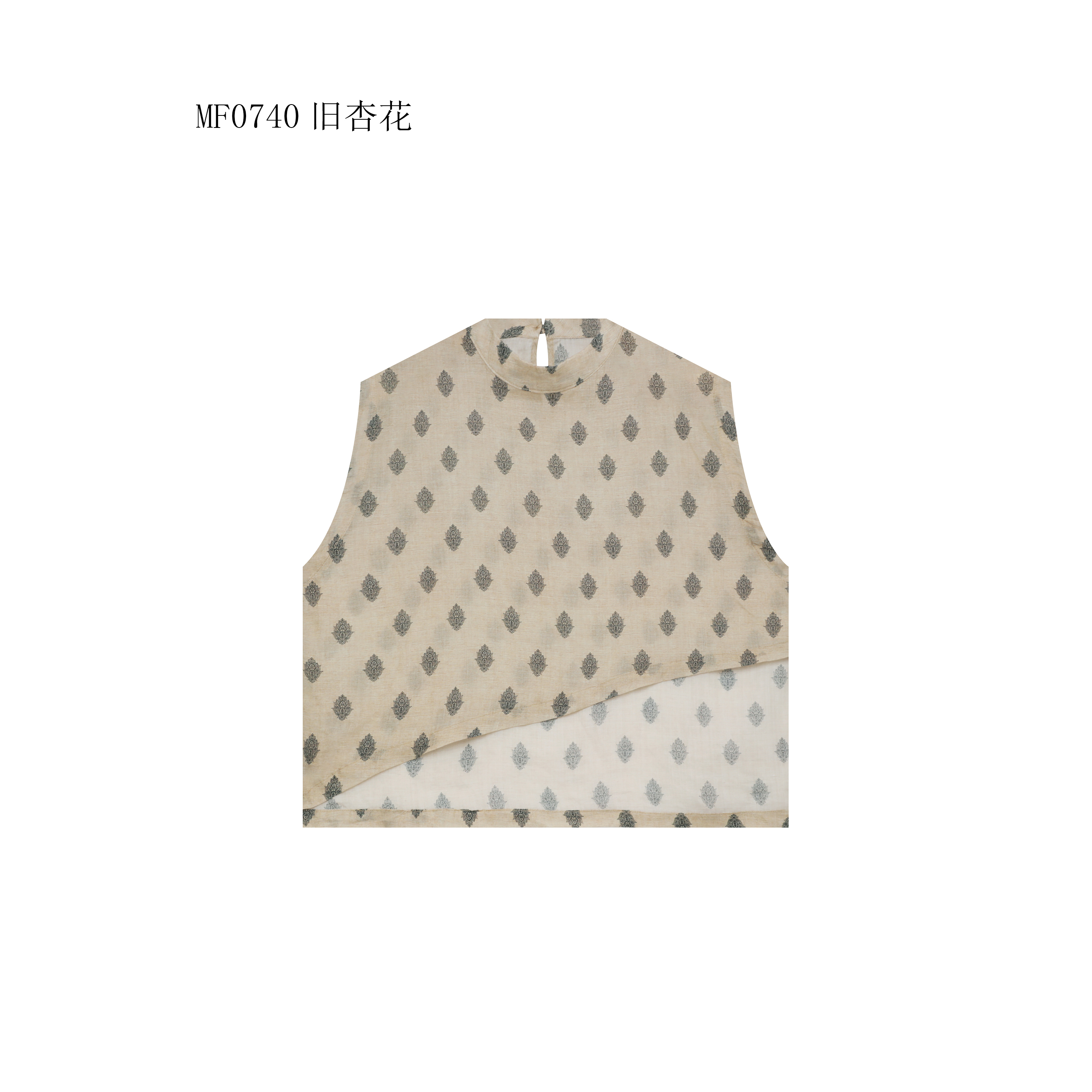 【麻訪家】MF0740旧杏花文艺碎花气质不规则百搭坎肩背心上衣