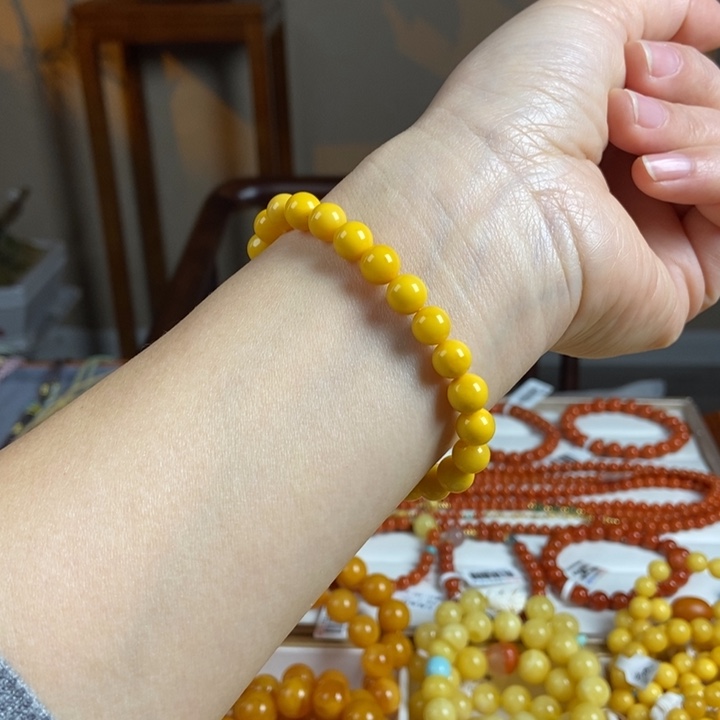 琥珀手链未镶嵌蜜蜡手串7+
