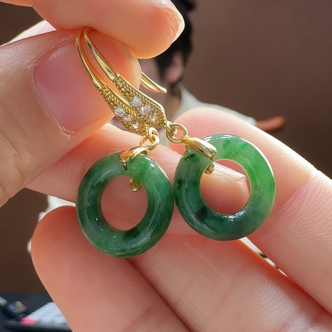 翡翠耳饰银S925镶嵌耳饰12