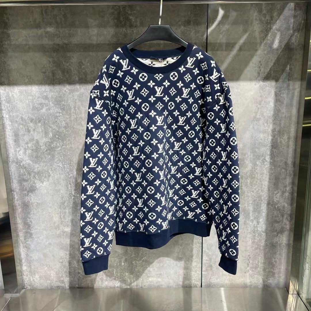 99新 LouisVuitton/路易威登 lv蓝色提花满印卫衣