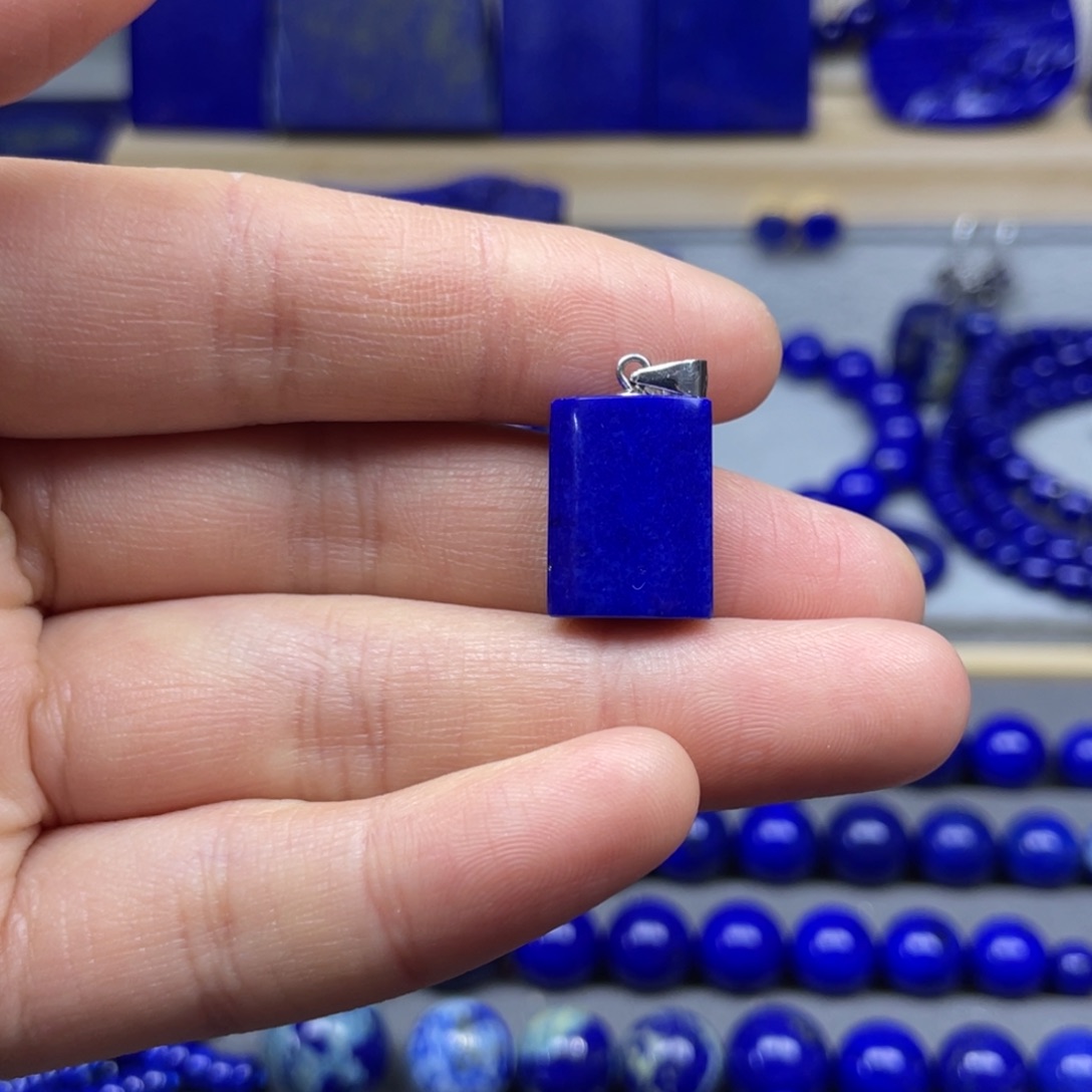 青金石吊坠银S925镶嵌盛***光