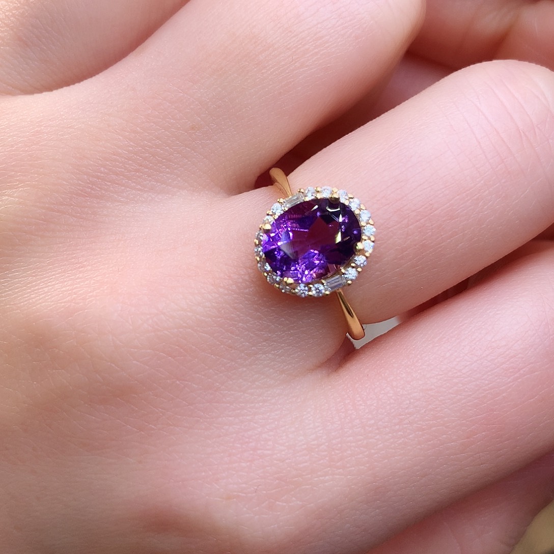 银S925镶嵌紫晶戒指