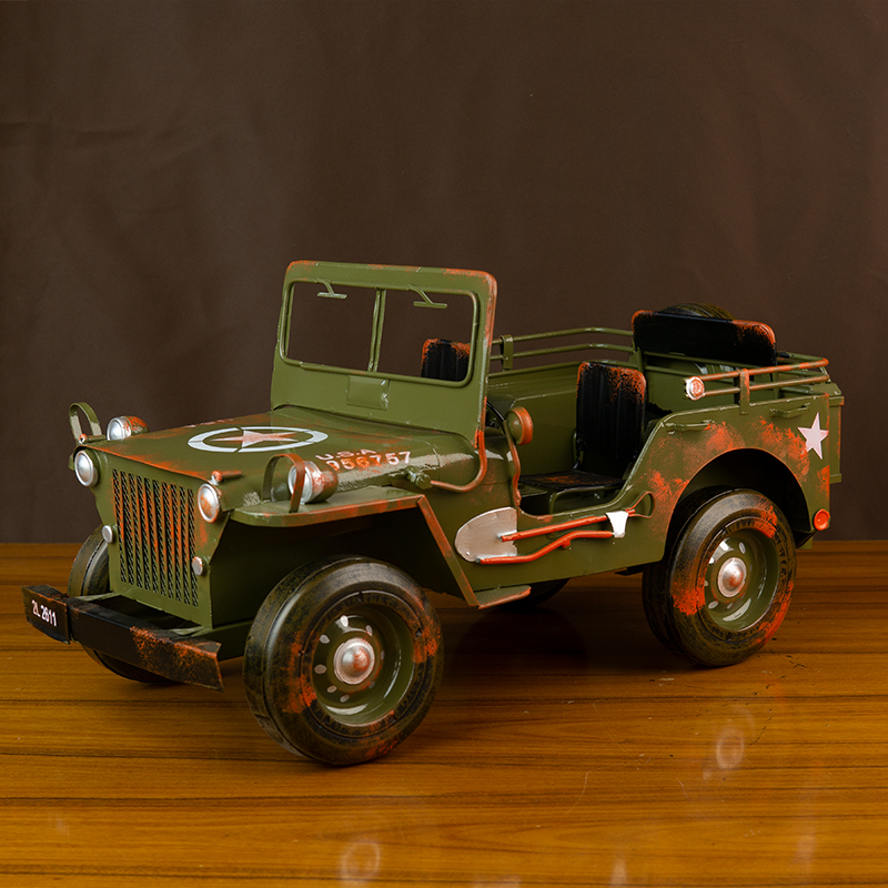 复古美式书房敞篷小汽车工艺品桌面纯手工家具摆件创意品模型车