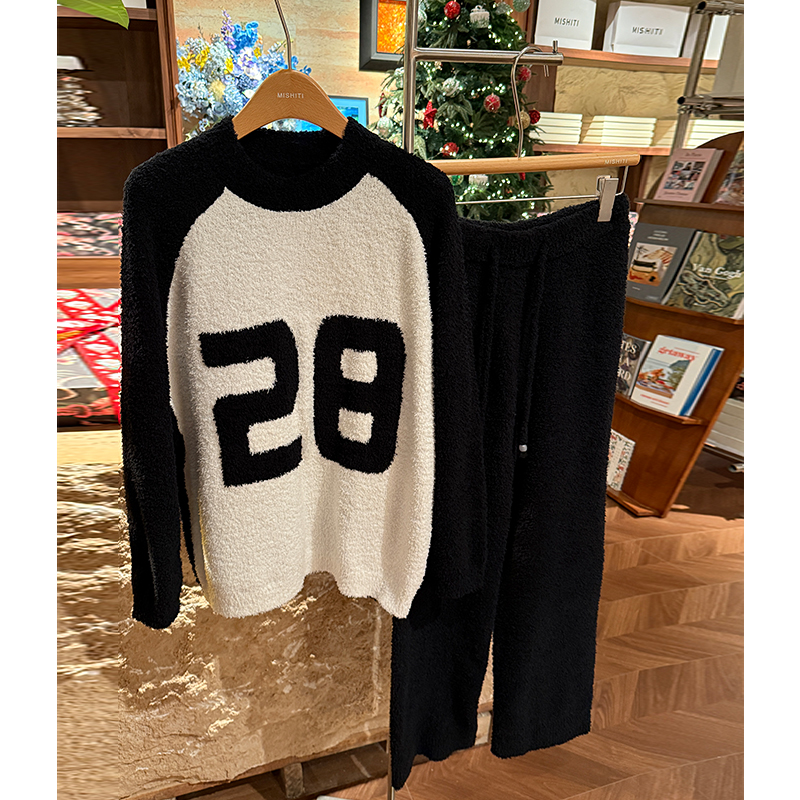 米诗缇年终大促捡漏款25号 【S3753数字黑色圆领】长袖长裤家居服冬