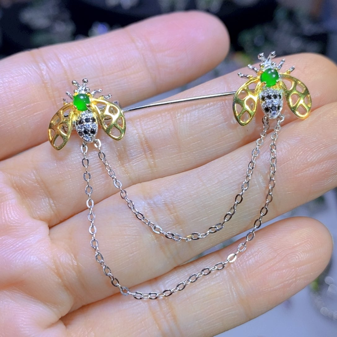 翡翠颈饰银S925镶嵌天然翡翠