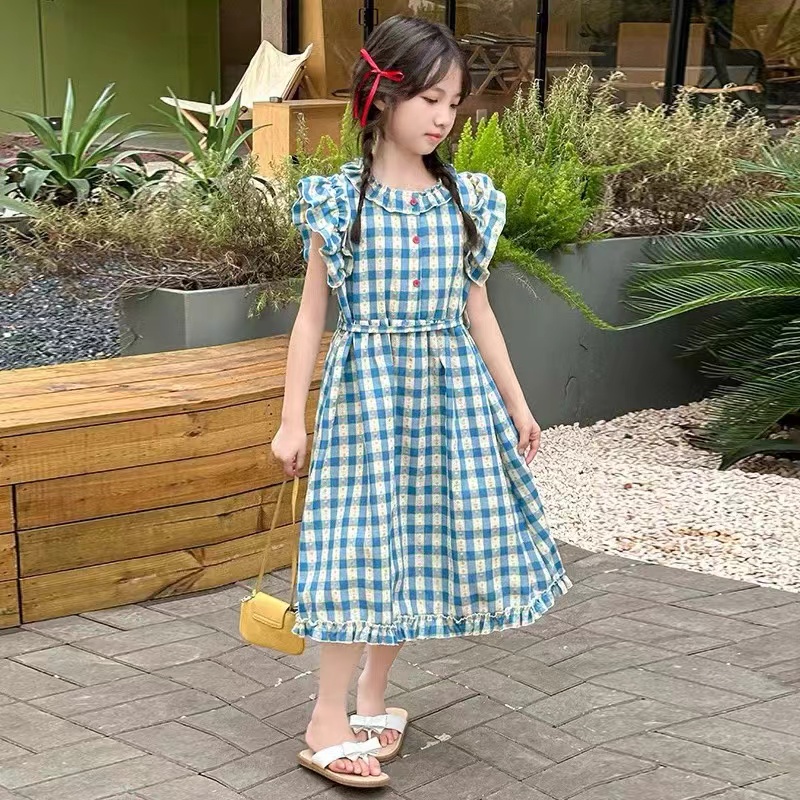 女童2025夏季新款格子连衣裙B2779