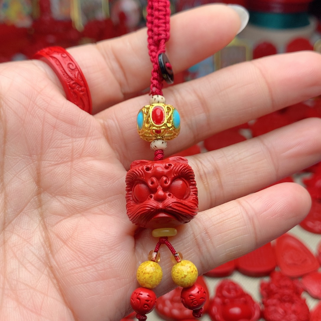 天然辰砂工艺品朱砂钥匙扣