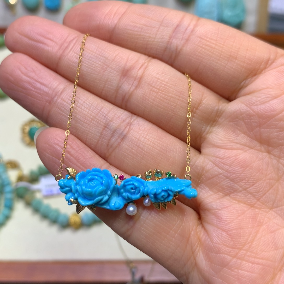 绿松石项链18K金镶嵌