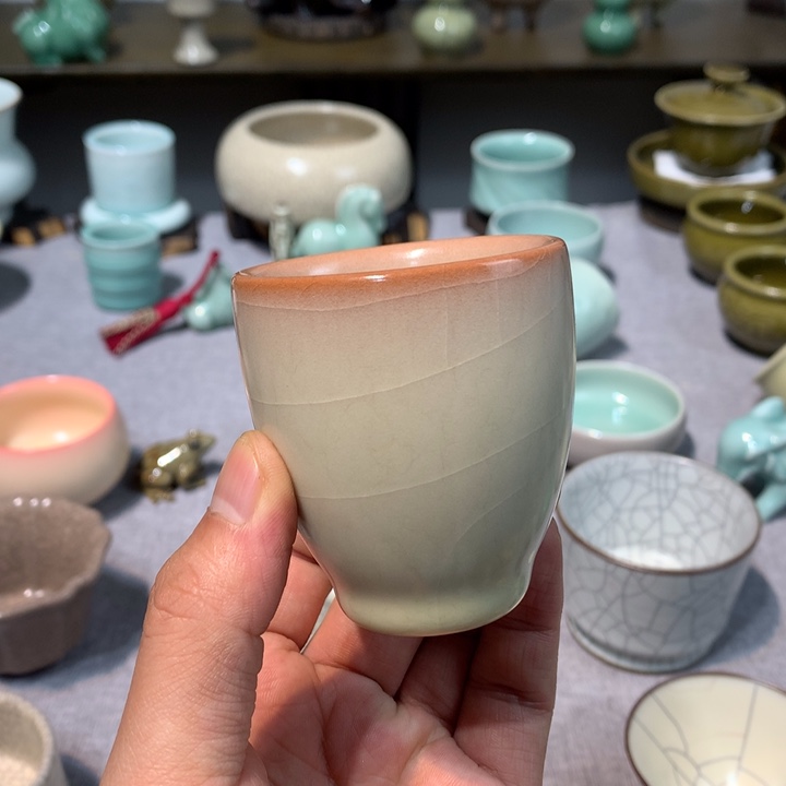 龙泉青瓷哥窑闻香杯