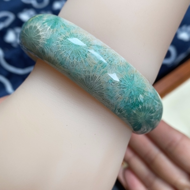 硅化珊瑚（珊瑚玉）未镶嵌手镯59.8大烟花