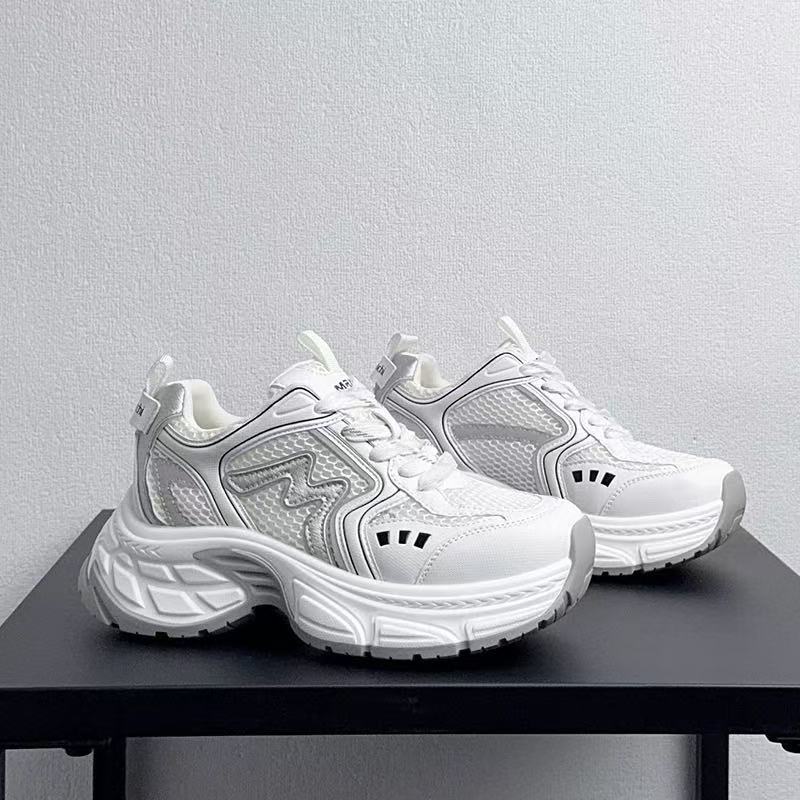 C5643 米色  夏季时尚老爹鞋女2025新款厚底增高休闲运动鞋